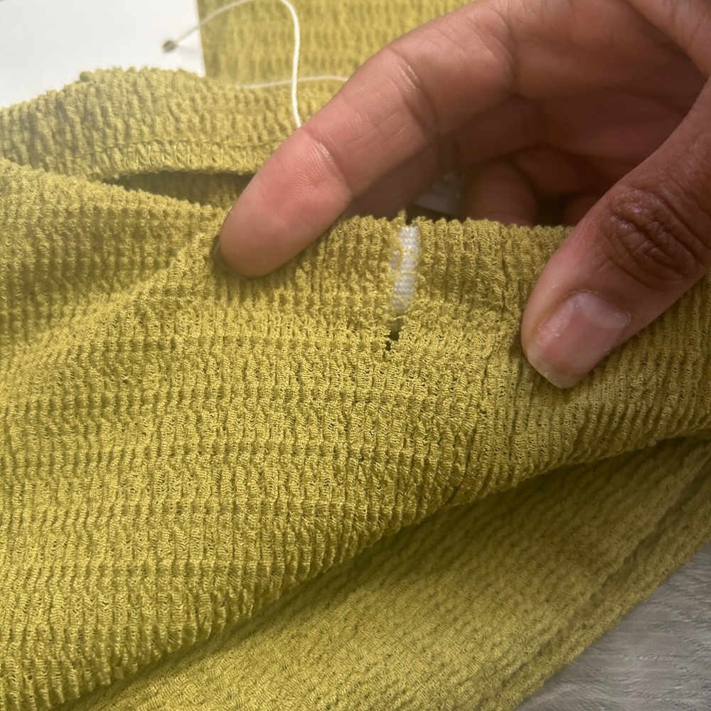 ZARA Olive Green Knit Wide-Leg Pants & Button-Front Top Set - Picture 5 of 5